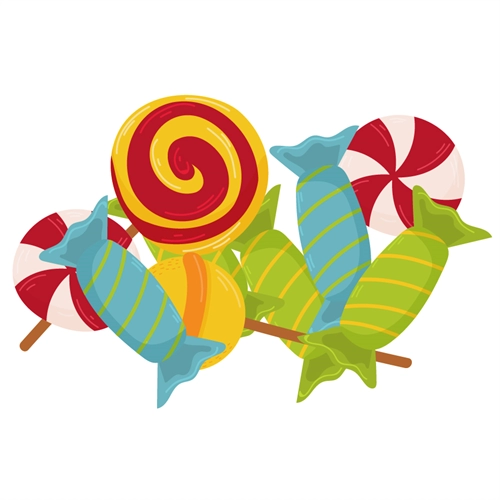 Candyland Theme Lollipops And Wrapped Candies Transparent Sticker